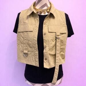 Tan utility vest with multiple
